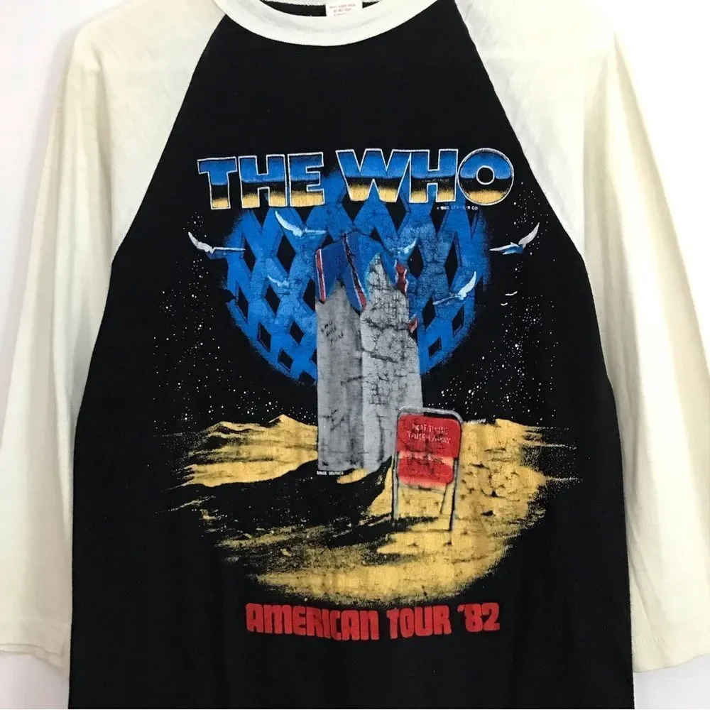 Vintage 80s The Who Long Sleeve Black Tee Tshirt Men Sz M 1982 American Tour Top